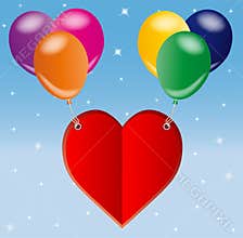 Red love heart and balloons