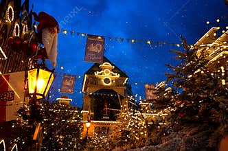 Europa Park entrance in Christmas spirit by night