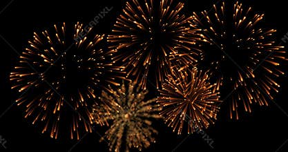 Golden abstract blinking sparkle celebration fireworks lights on black background, festive happy new year