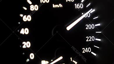 Car speedometer closeup