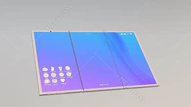 Demonstration of foldable smart phone transform into a tablet PC
