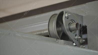 Close up on mechanical garage door opener mechanism