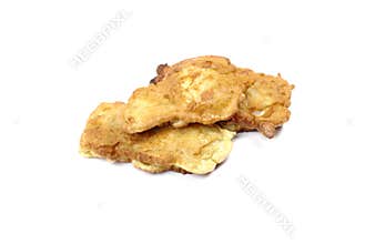 Battered Fish Chips Golden Crispy Coating Deep Fried Seafood Meal White Background Premium Restaurant Style Food Takeaway Batter