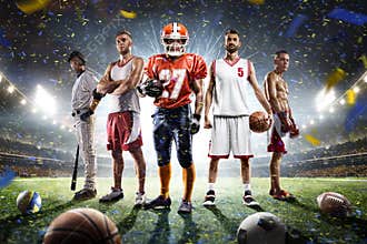 Multi sports proud players collage on grand arena