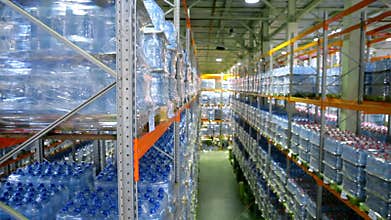 Interior of new large and modern warehouse.