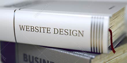 Book Title on the Spine - Website Design. 3D.