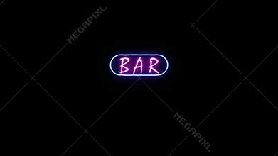 Cocktail bar neon light sign flickering with alpha channel