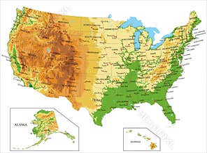 United States of America-physical map