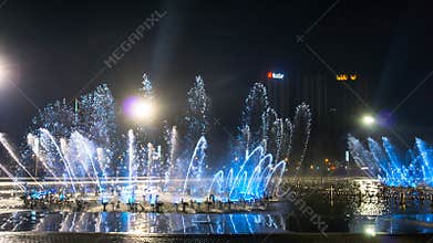 The music fountain square is in Dalian