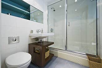 Contemporary bathroom with corner shower