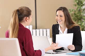 Boss attending in a job interview