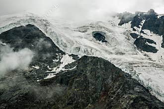 Destroyed and melting glacier