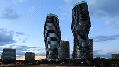 4K UltraHD Day to night Timelapse of the Absolute World Complex in Mississauga
