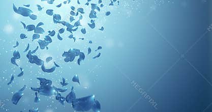 Flying Romantic Dark Blue Rose Orchid Flower Petals Falling Placeholder Loop 4k