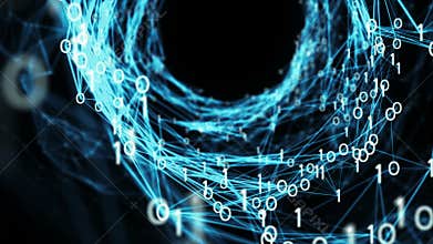 Abstract Motion Background - Digital Binary Plexus Tunnel Loop