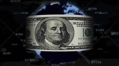 The dollar is flying around the planet, loopable