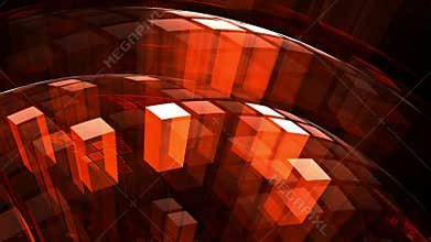 3d red transparent blocks with illusion of depth and perspective