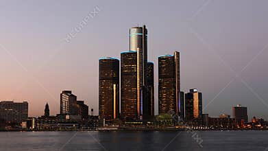 4K UltraHD Night timelapse of the Detroit skyline