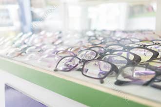 Perspective of eye glasses in the shop.