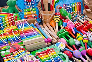 Musical toys and instruments, kids store