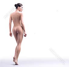 Nude beauty walking
