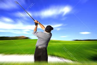 Golfer swing blur