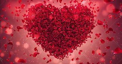 Red Rose Flower Falling Petals Love Heart Valentine Wedding Background Loop 4k