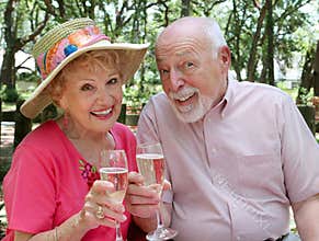 Happy Seniors Toasting