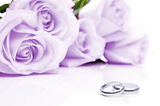 Wedding rings and roses