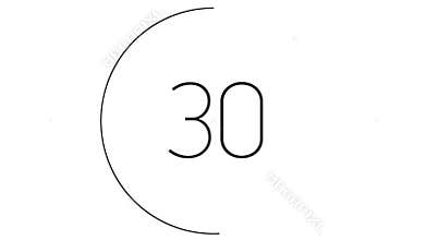 4K Countdown one minute animation from 60 to 0 seconds