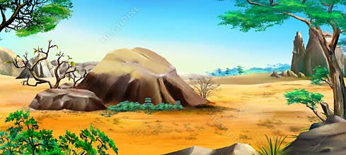 African landscape with big stones