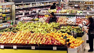 Top shot of people buying foods