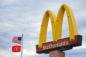 McDonalds arch and flags