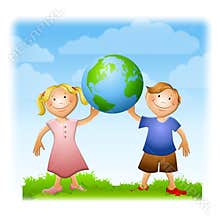 Kids Holding Up The Earth