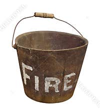 Old wooden fire bucket isolated.