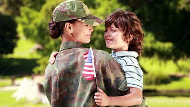 Soldier reunited with her son