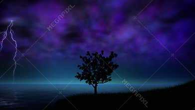 Night storm with lightning loop