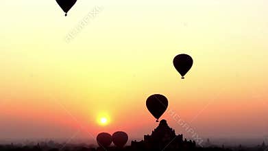 Air Balloons go Up in Sunrise in Bagan 2