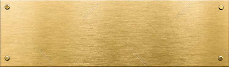 Gold metal plaque or nameboard with rivets