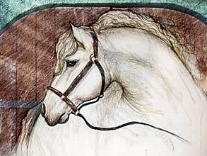 Horse in barn stall