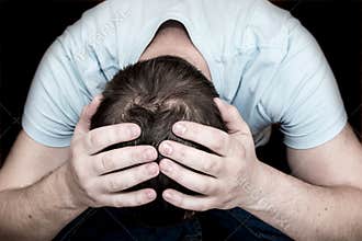 Depressed crying man