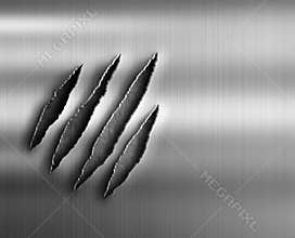 Claw damage on metal background