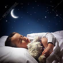 Boy sleeping and dreaming