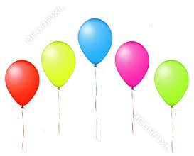 Colorful flying air balloons isolated on white