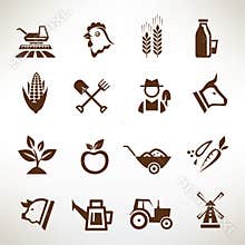 Farm and agriculture vector icons