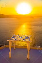 Wedding venue during sunset, Imerovigli, Santorini island, Greece