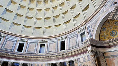Pantheon, the interior. Rome, Italy. 4K