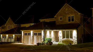 Modern house at night
