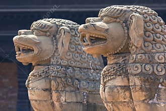 Temples of Durbar Square in Bhaktapur, Kathmandu, Nepal.