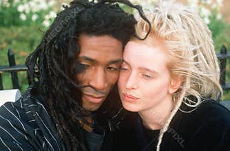 A black and white couple in love, NY City, NY